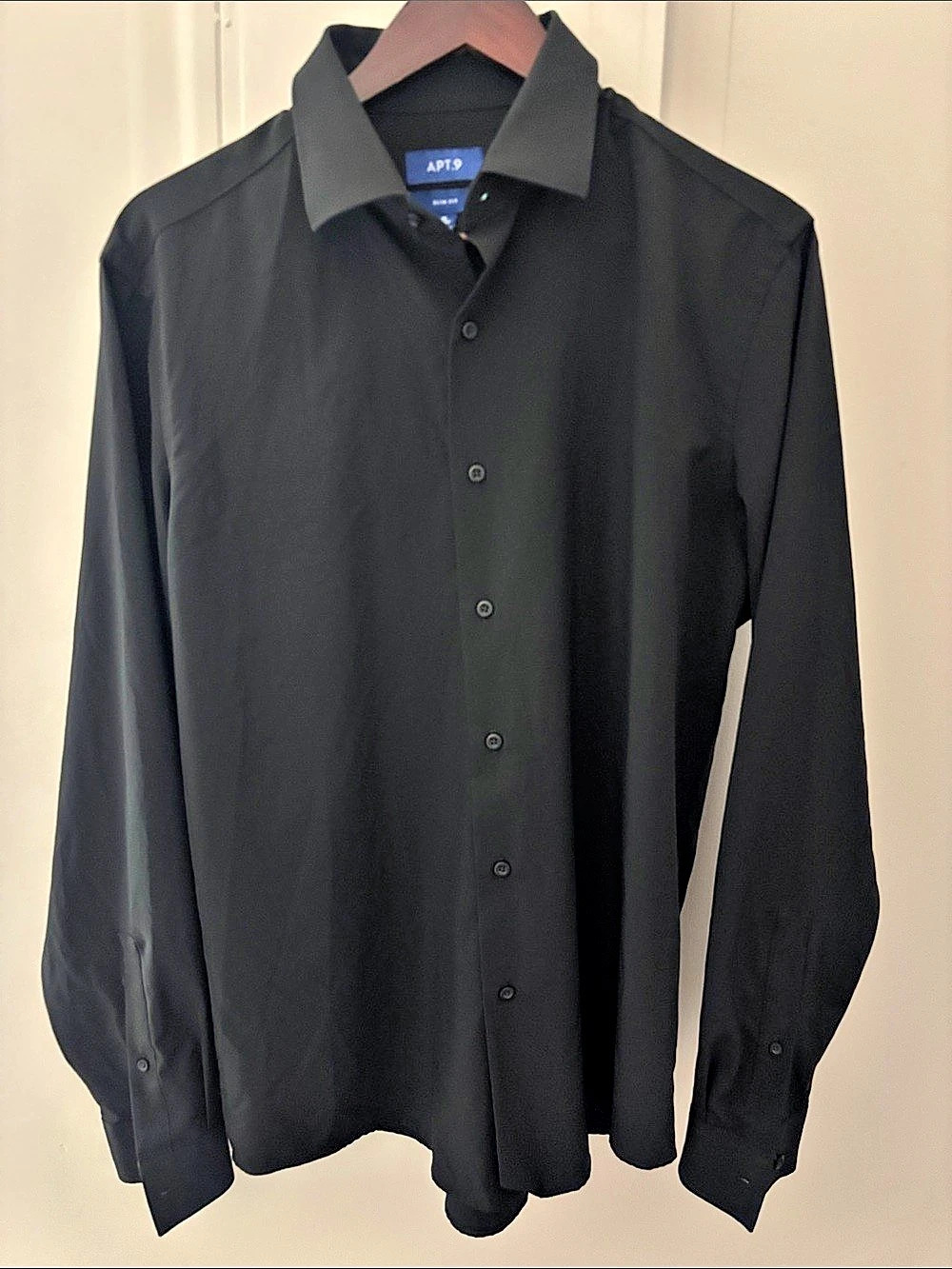 APT.9 Slim Fit Dress Shirt Button Down Black Size Medium Like New